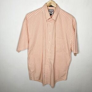 Faconnable Orange Plaid Short Sleeve Button Up Shirt Mens Large Cotton USA‎ READ